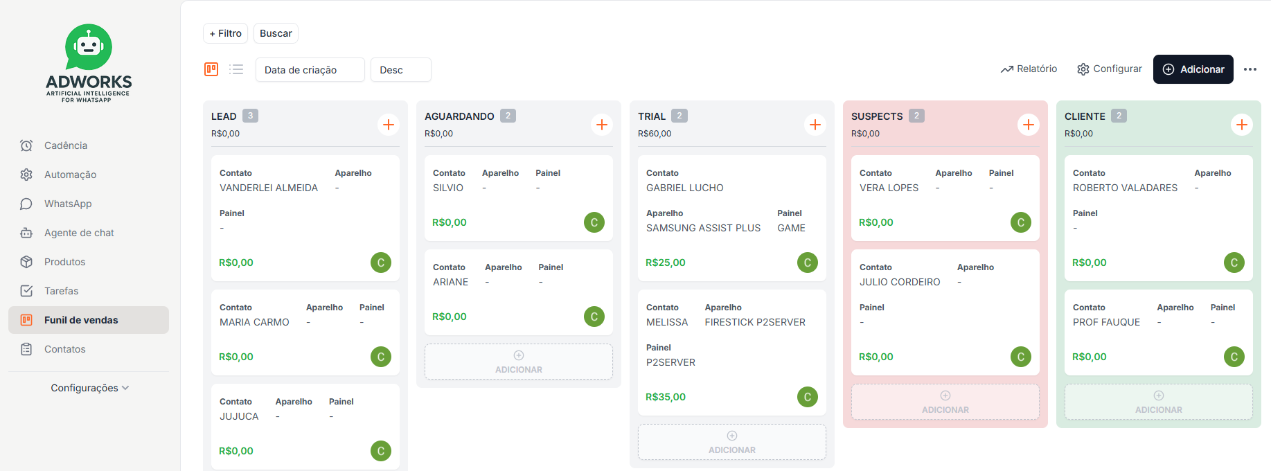Sistema CRM Adworks